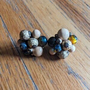 Vintage 60's Jonne beaded cluster clip-on earrings